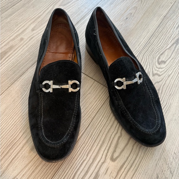 Salvatore Ferragamo Black Suede Loafers size 9 main image 4